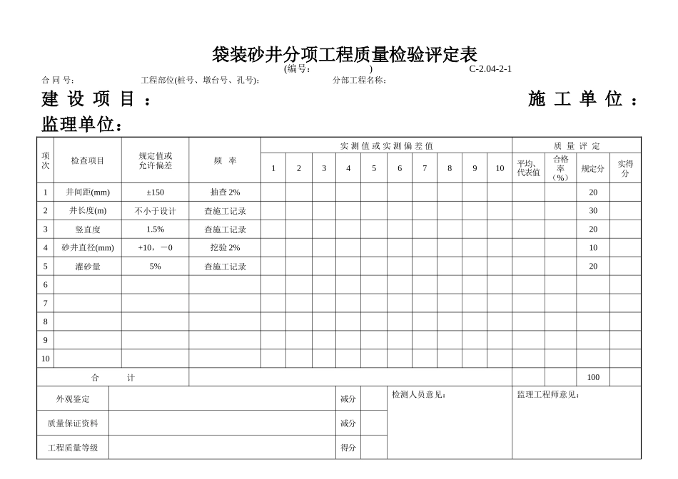 C-2.04-2-1 袋装砂井评定表.doc_第1页