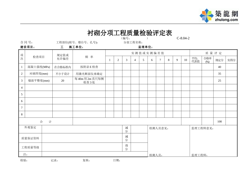 C-8.04-2 衬砌评定表.doc_第1页