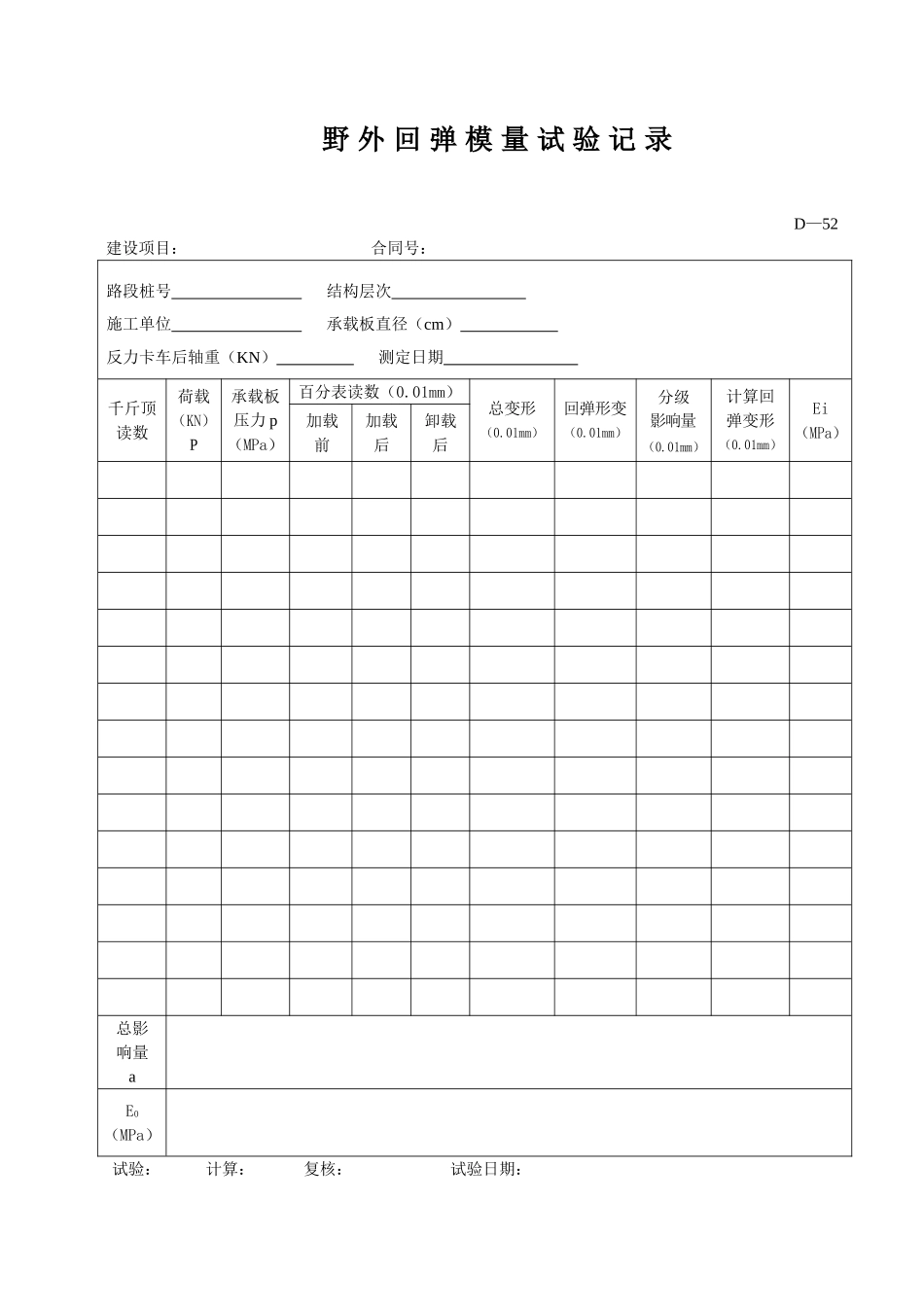D-52野外回弹模量试验记录.doc_第1页