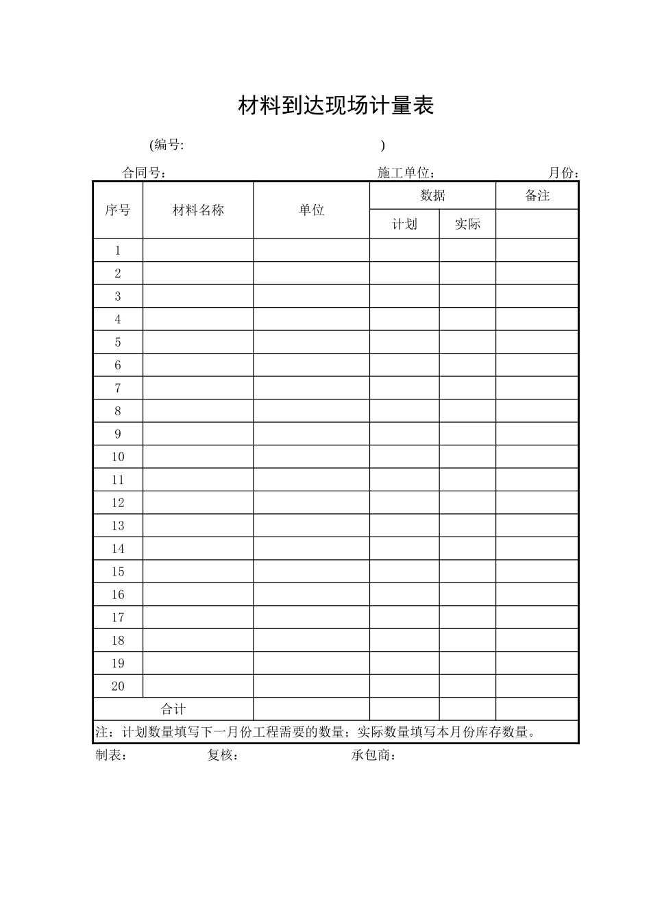 E-07材料到达现场院计量表.xls_第1页