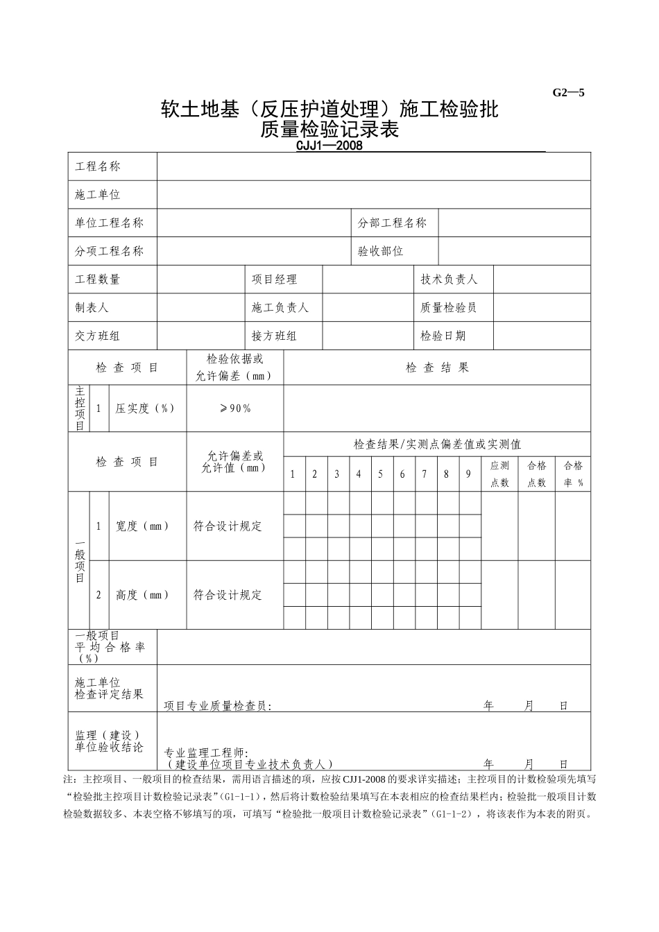 G2—5软土路基（反压护道处理）施工检验批质量检验记录.doc_第1页