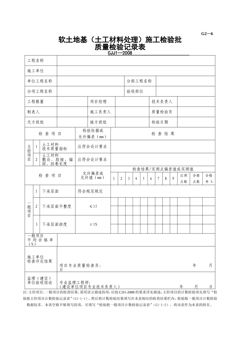 G2—6软土路基（土工材料处理）施工检验批质量检验记录.doc_第1页