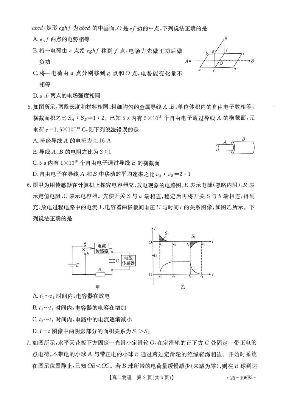 2024-2025学年上学期高二物理期中考试试卷.pdf_第2页