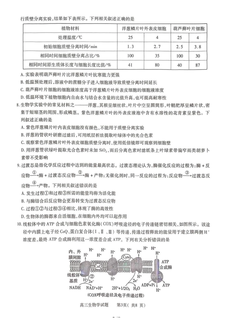 2025-2026学年普通高中高三第一次教学质量检测生物.pdf_第2页