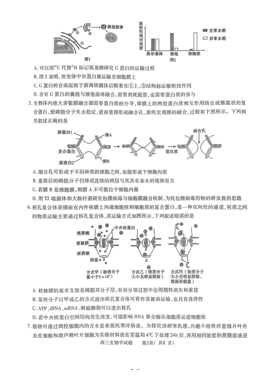 2025-2026学年普通高中高三第一次教学质量检测生物.pdf_第3页