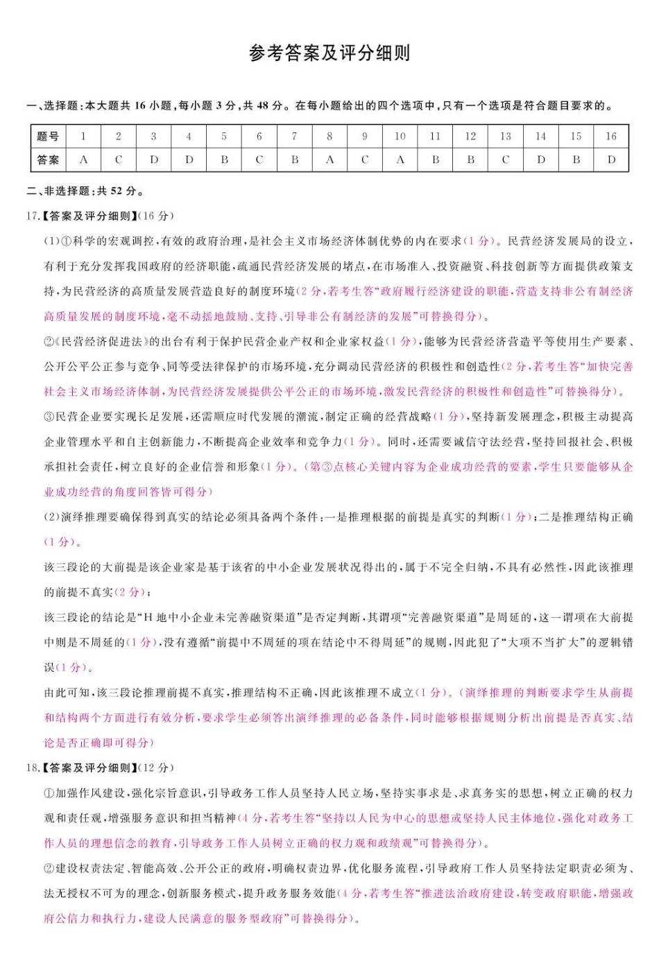 安徽华师联盟(安徽师范大学附属中学)2025届第二(下)学期4月质量检测(4.8-4.0)政治试题卷答案.pdf_第1页