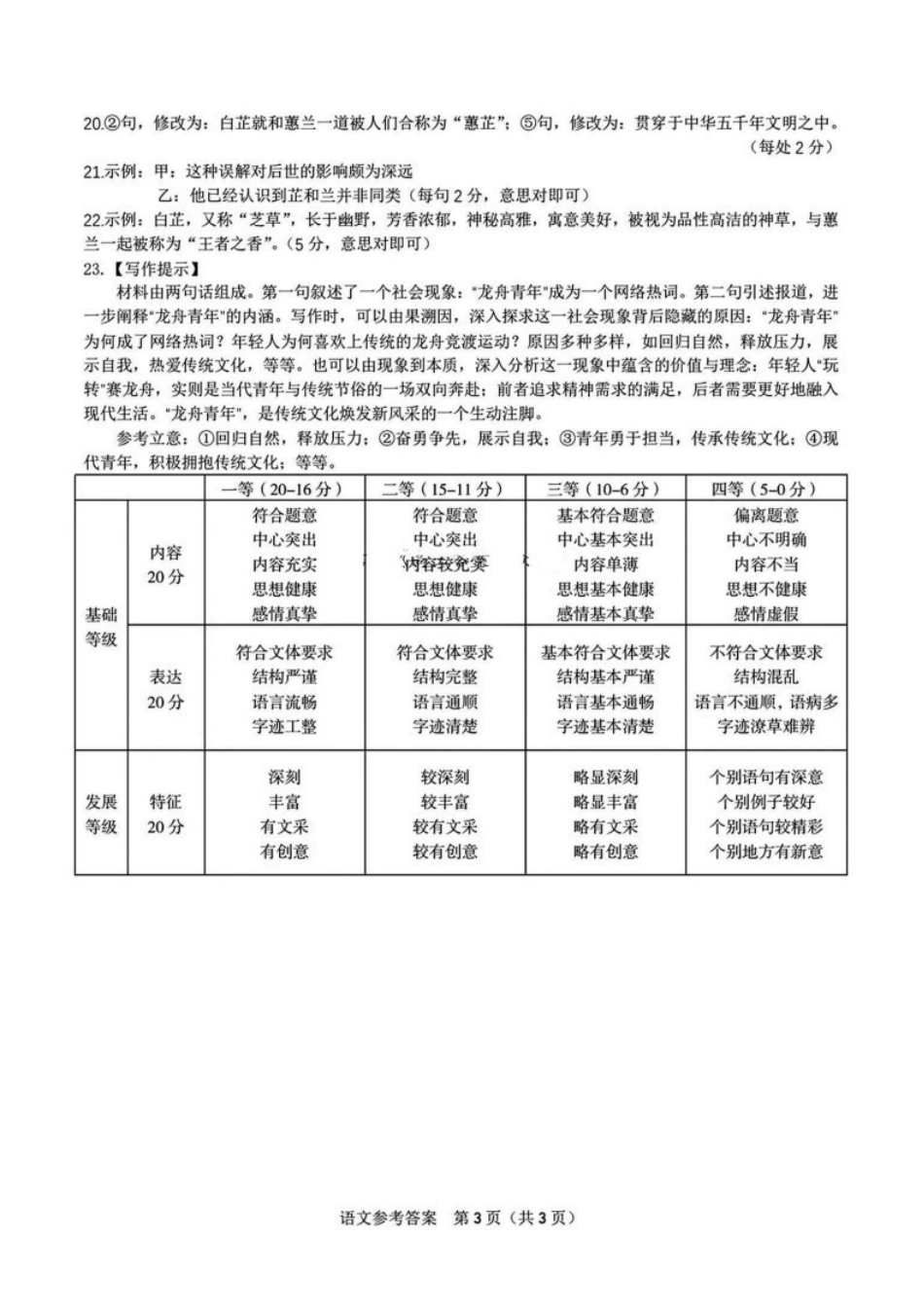 安徽省金榜教育皖江名校联盟2025届高三开学摸底联考(A025)(8.30-8.3)语文试卷答案.pdf_第3页