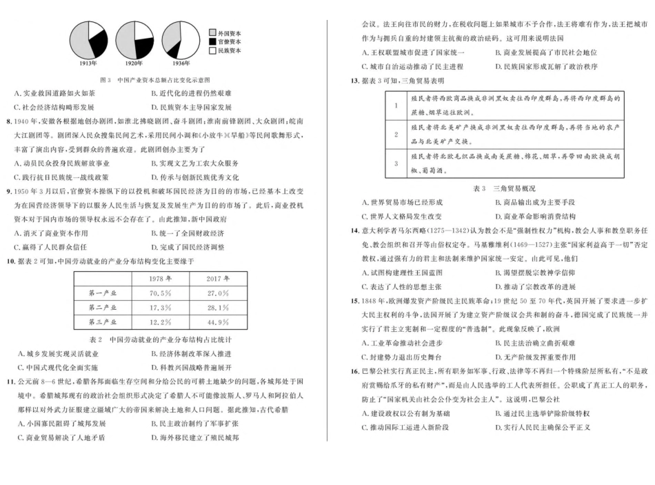 安徽省示范高中培优联盟2024-2025学年高一下学期春季联赛历史试卷（含答案）.pdf_第2页