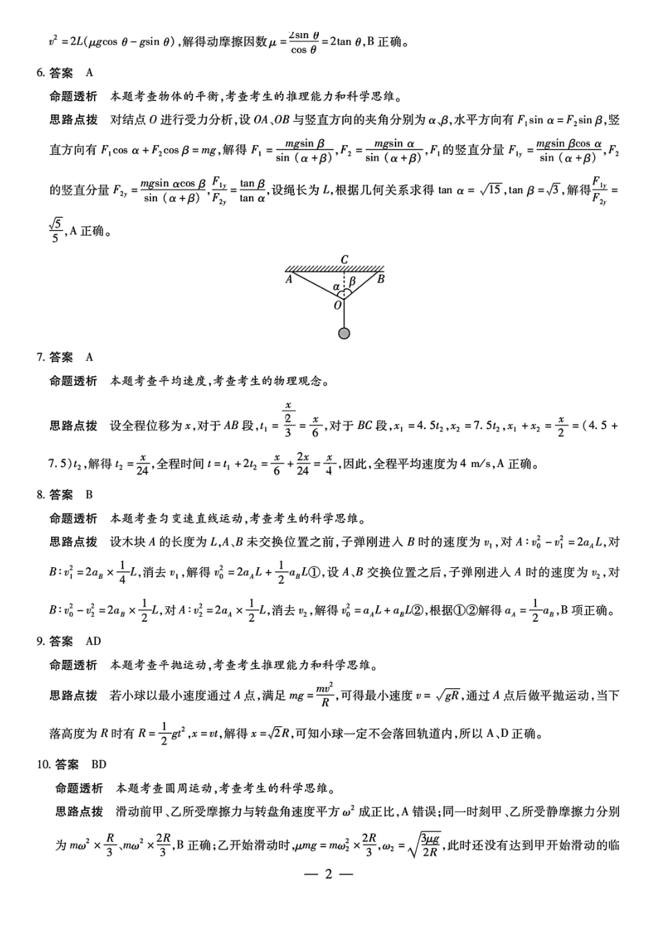 安徽省天一大联考皖豫名校联盟2024-2025学年2025届高三0月联考(0.-0.2)物理试卷答案.pdf_第2页