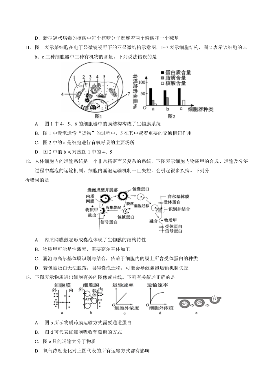 安徽师范大学附属中学2024-2025学年高一上学期2月月考生物试卷.pdf_第3页