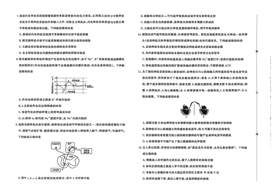 河南省青桐鸣大联考2025-2026学年高二上学期0月联考生物.pdf_第2页