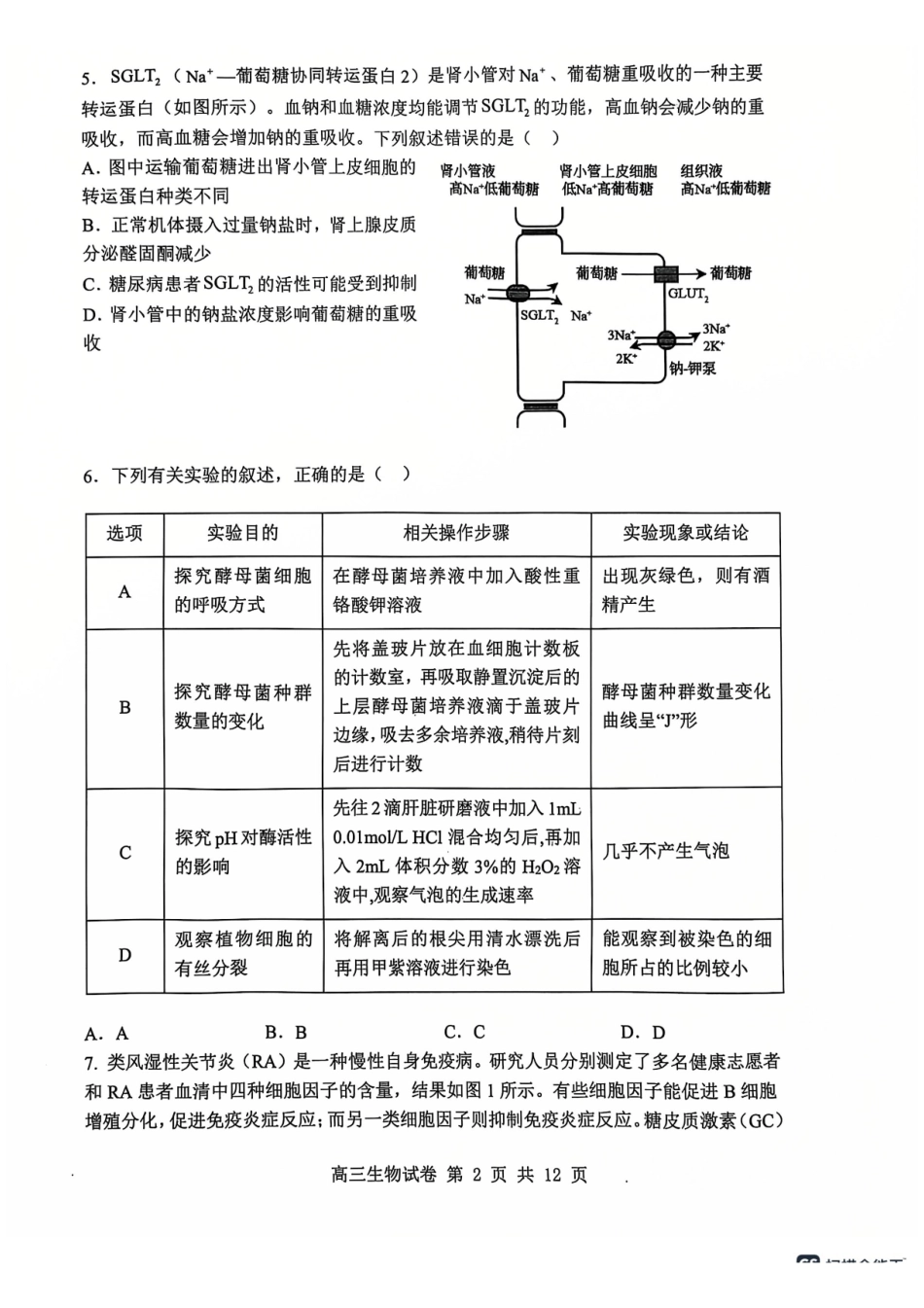 辽宁省大连市滨城高中联盟2024-2025学年高三上学期期中Ⅱ考试生物试卷.pdf_第2页