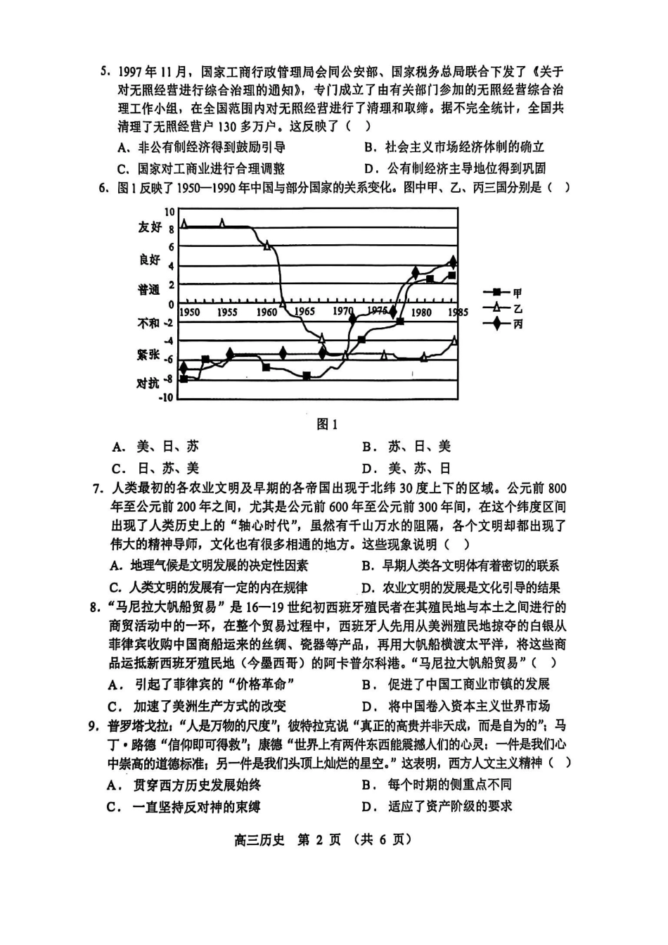 辽宁省沈阳市郊联体2024-2025学年高三上学期月期中历史+答案.pdf_第2页
