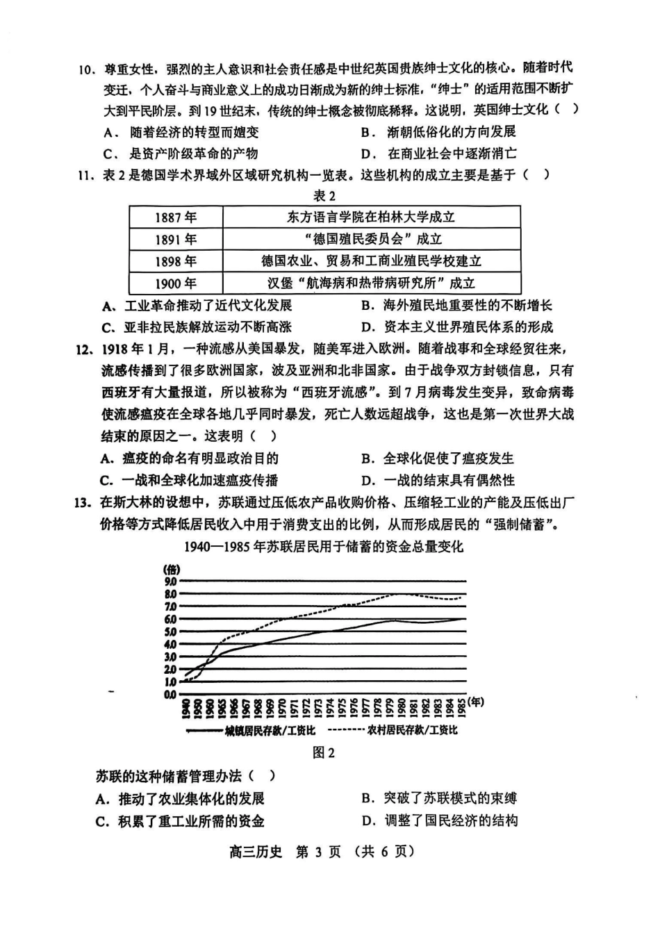 辽宁省沈阳市郊联体2024-2025学年高三上学期月期中历史+答案.pdf_第3页