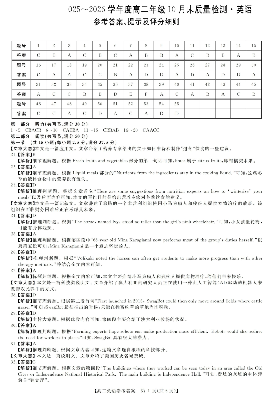 评分细则及答案详解-英语.pdf_第1页