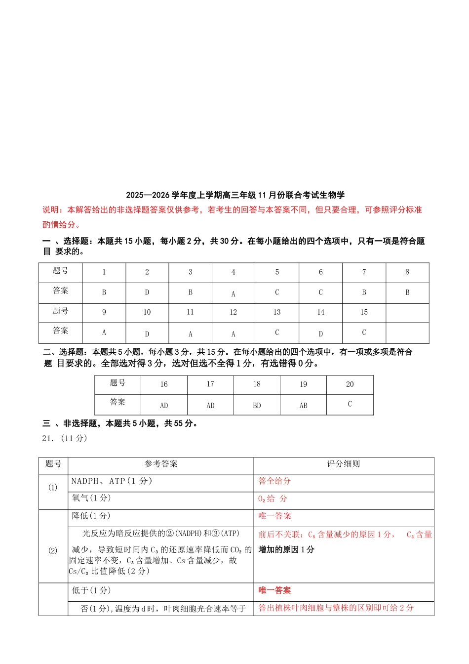 生物试卷(.日)答案【黑吉辽蒙卷】辽宁省点石联考2025-2026学年上学期高年级月联合考试暨期中联考(.-.2).docx_第1页