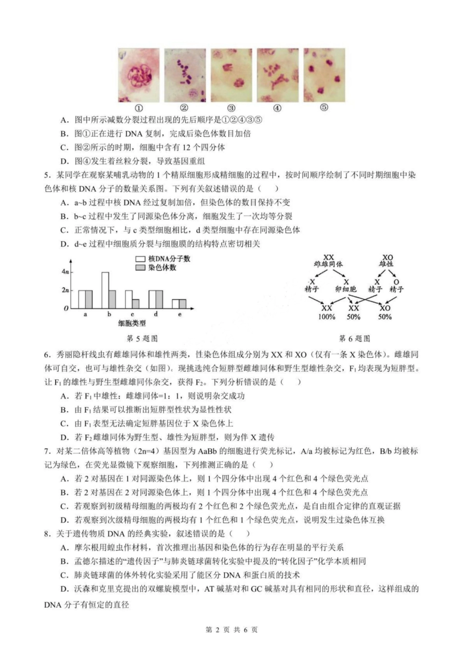 生物试卷+答案【高一下期末考】安徽省智学联考2024-2025学年高一下学期7月期末考试(7.3-7.4).pdf_第2页