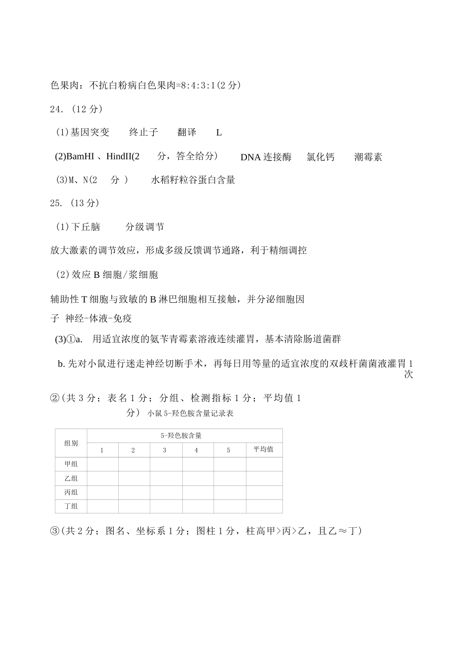 生物试题答案浙江省丽水、湖州、衢州2025年月三地市高三教学质量检测(湖丽衢一模)(.5-.7).docx_第3页
