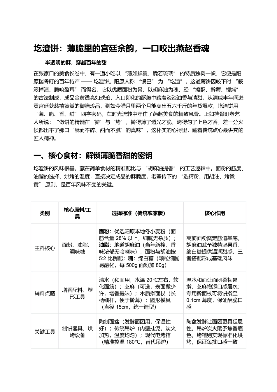 圪渣饼：薄脆里的宫廷余韵，一口咬出燕赵香魂.docx_第1页