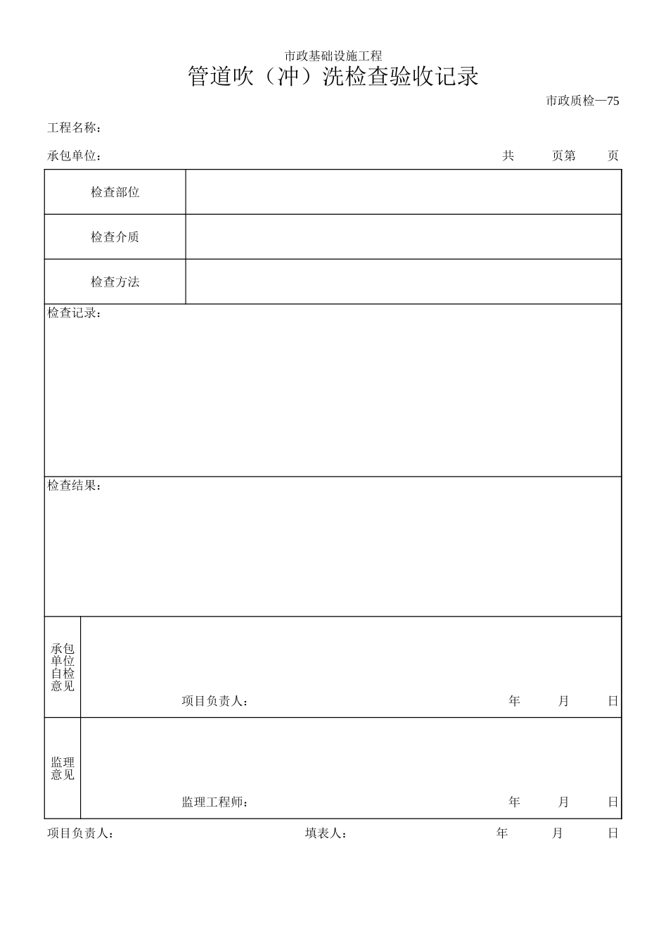 159管道吹（冲）洗检查验收记录.xls_第1页
