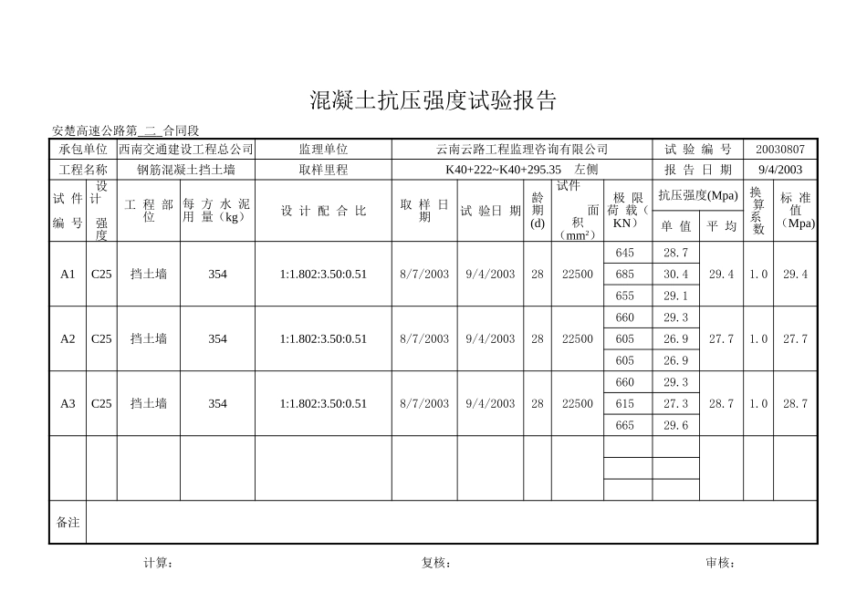 K40+222~K40+295.35钢筋砼挡土墙.xls_第1页