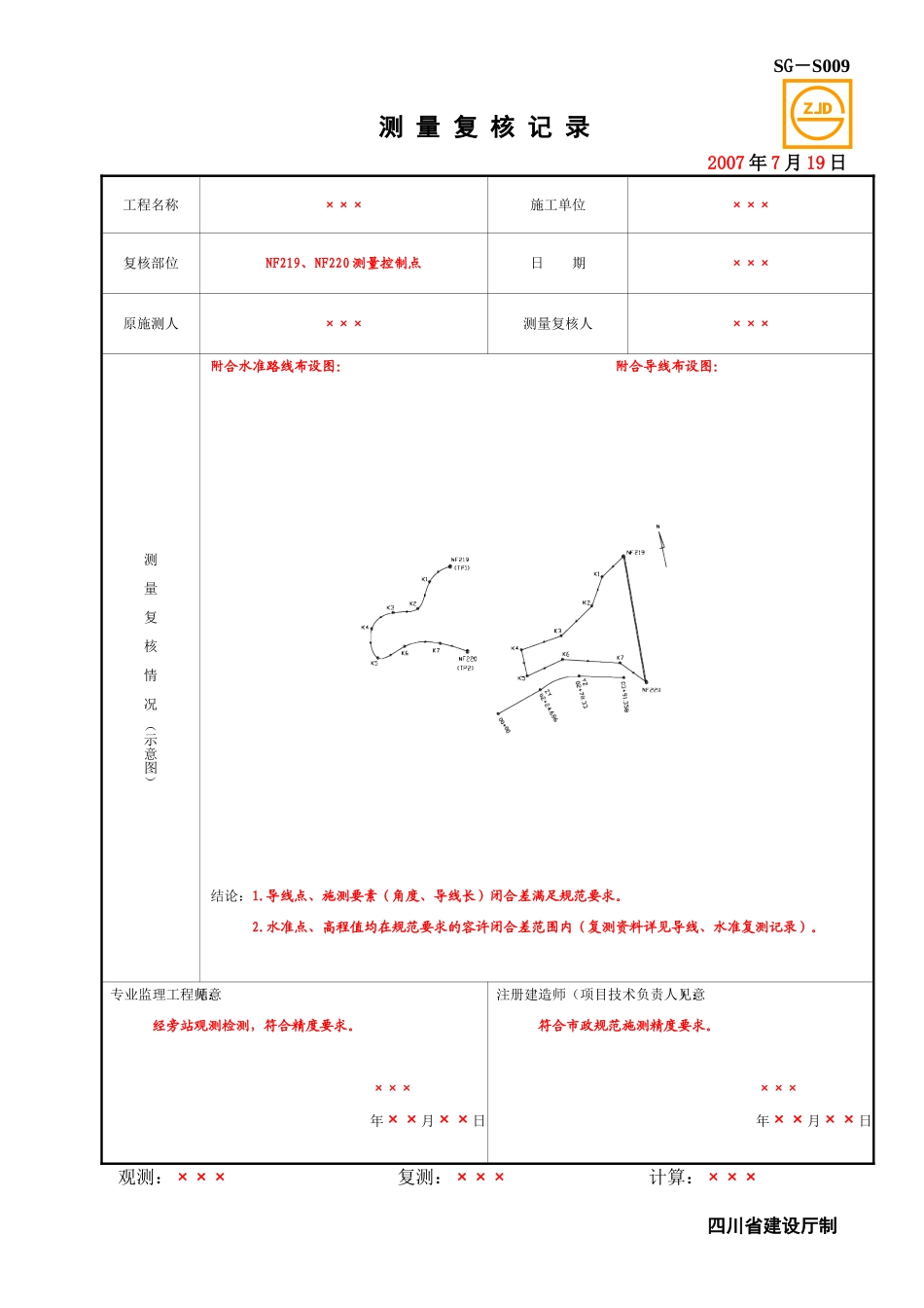 SG-S009测量复核记录.doc_第1页