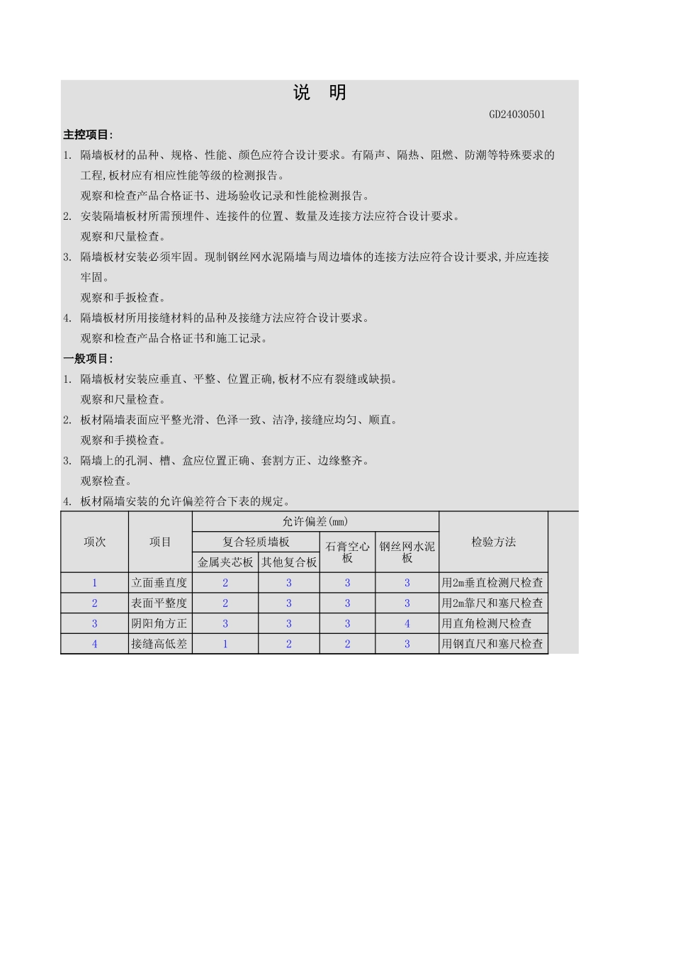 板材隔墙工程检验批质量验收记录表.xls_第3页