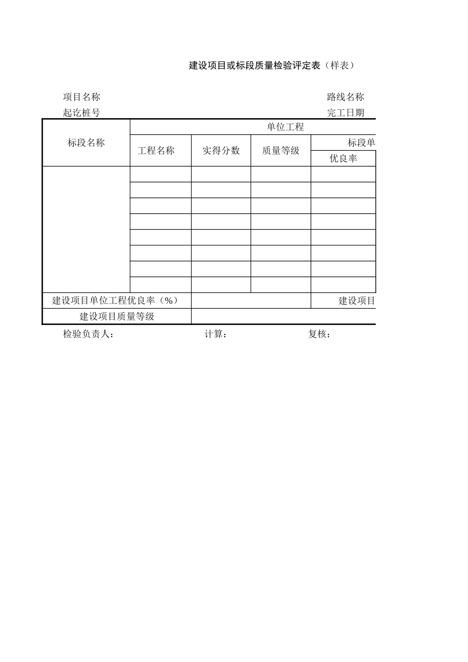 标段质量评定表.xls_第1页
