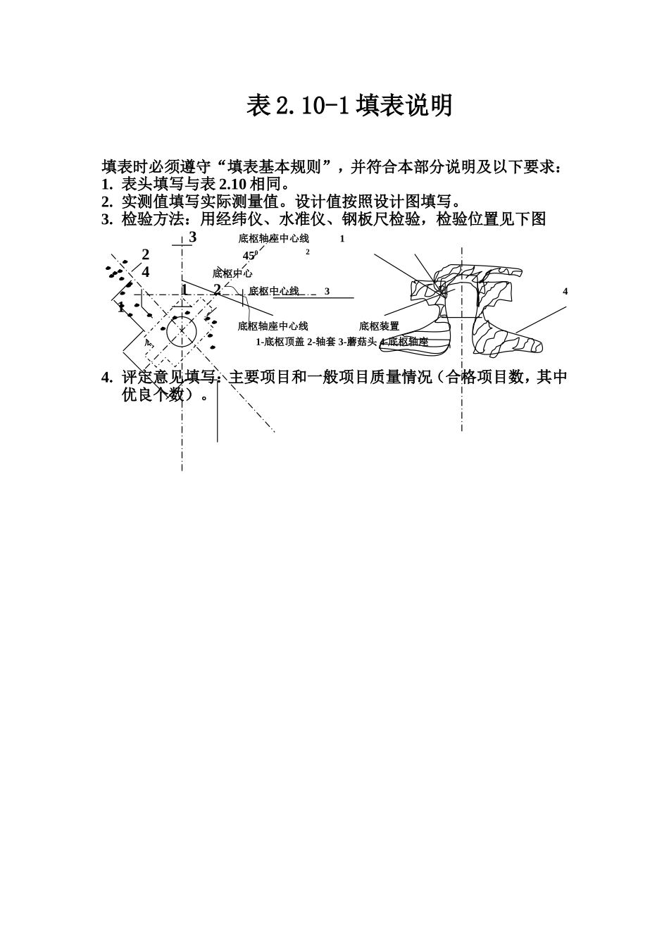 表2.10-1 人字闸门埋件底枢装置安装质量评定表填表说明.doc_第1页