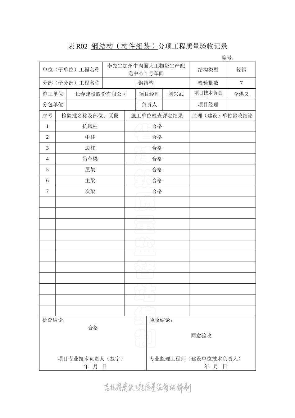 表R02 钢结构构件组装分项工程质量验收记录.doc_第1页