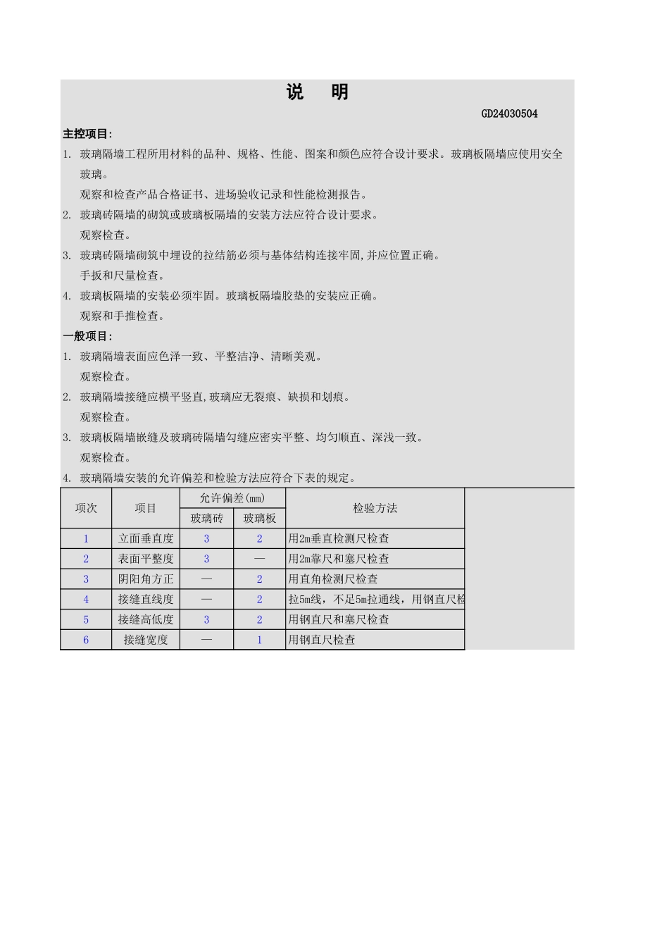玻璃隔墙工程检验批质量验收记录表.xls_第3页