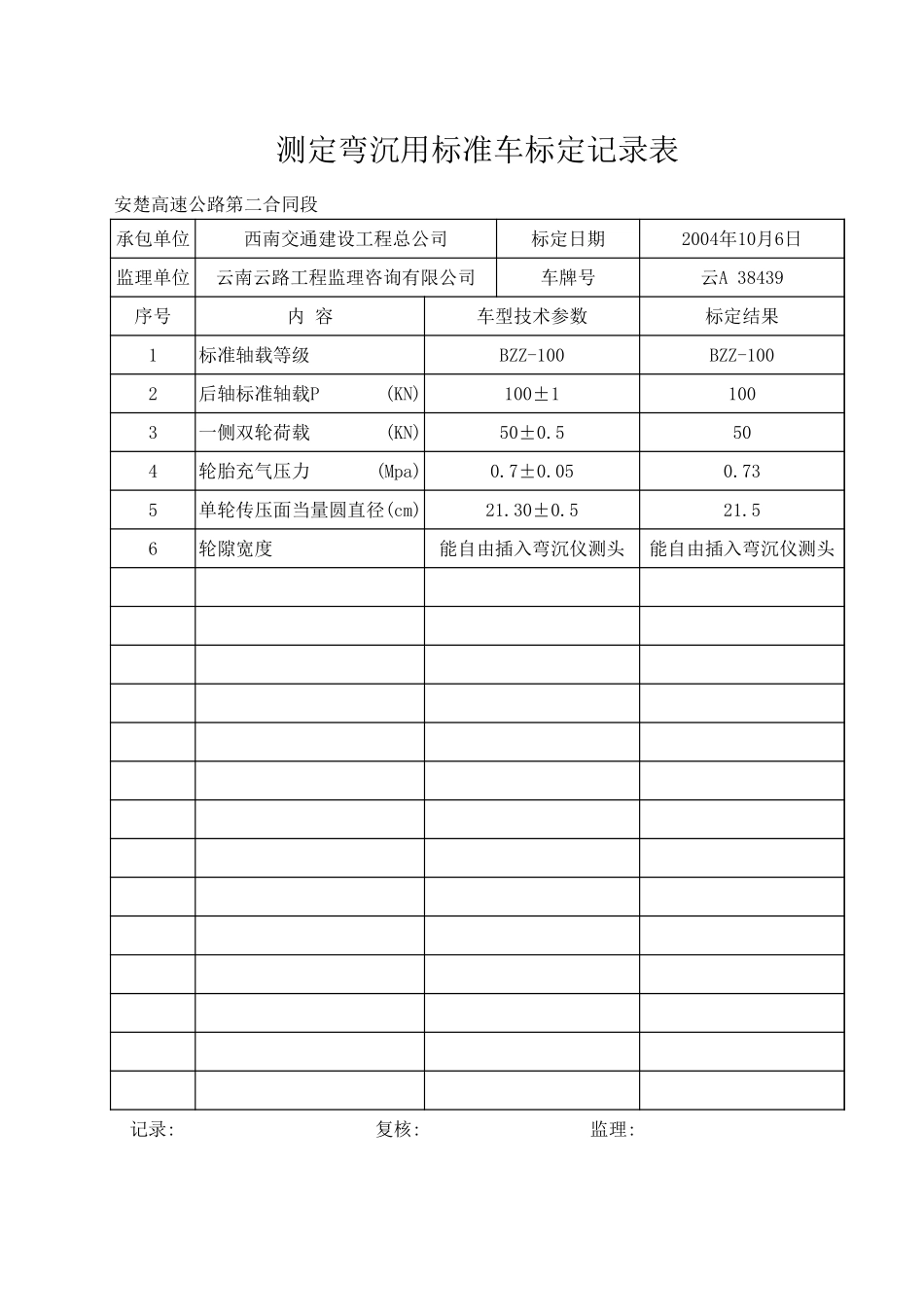 测定弯沉用标准车标定记录表.xls_第2页