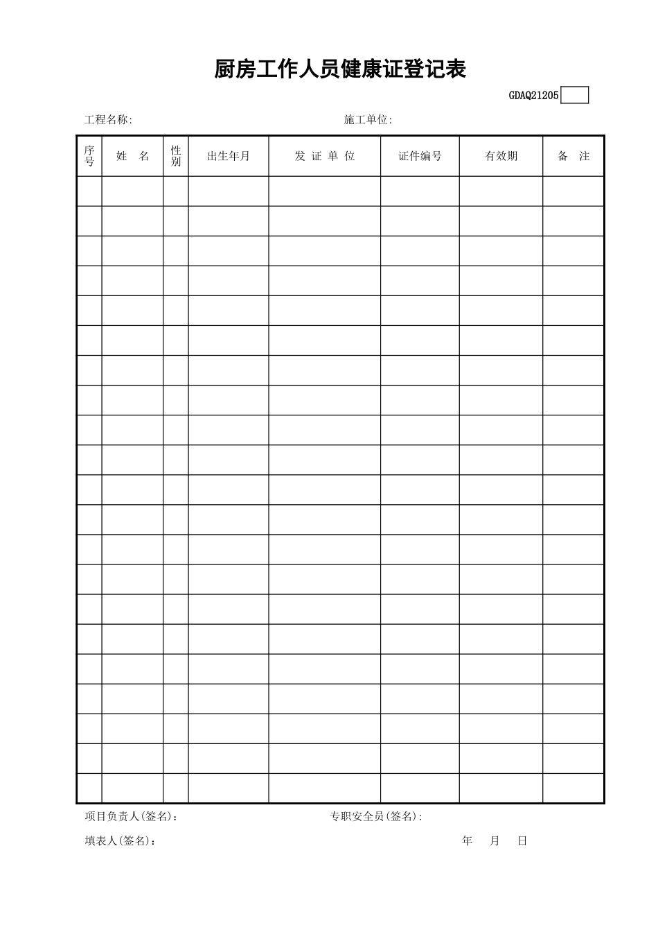 厨房工作人员健康证登记表GDAQ21205.xls_第1页