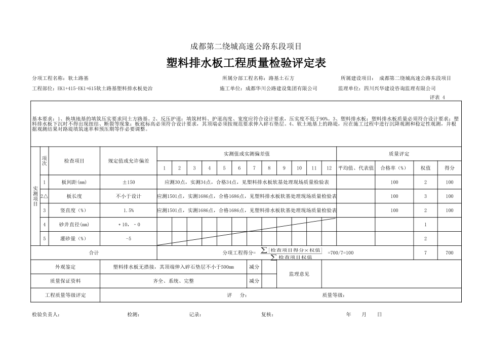 袋装砂井、塑料排水板评定.xls_第1页
