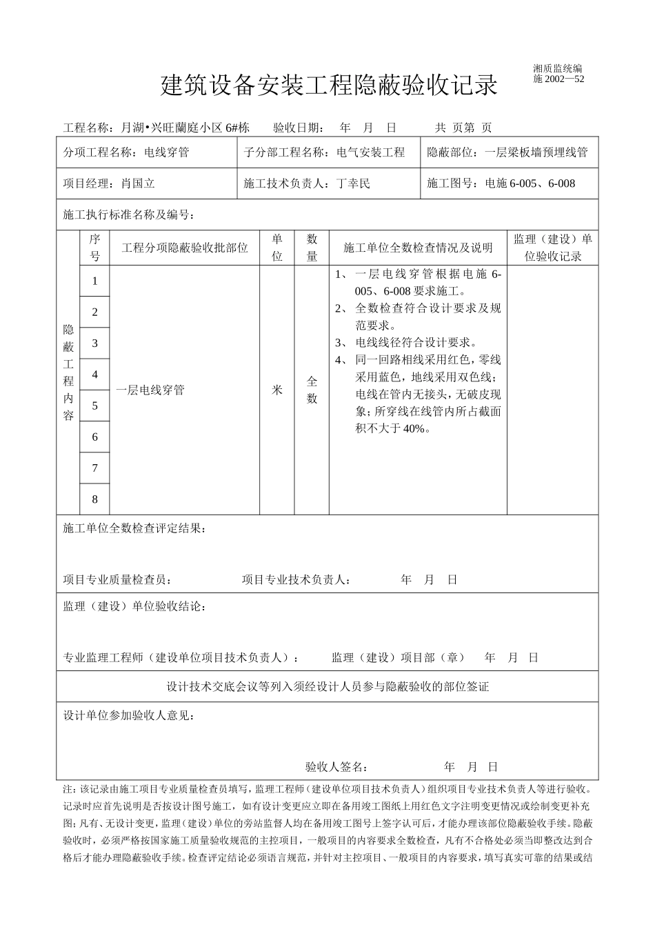 电线穿管建筑设备安装工程隐蔽验收记.doc_第1页