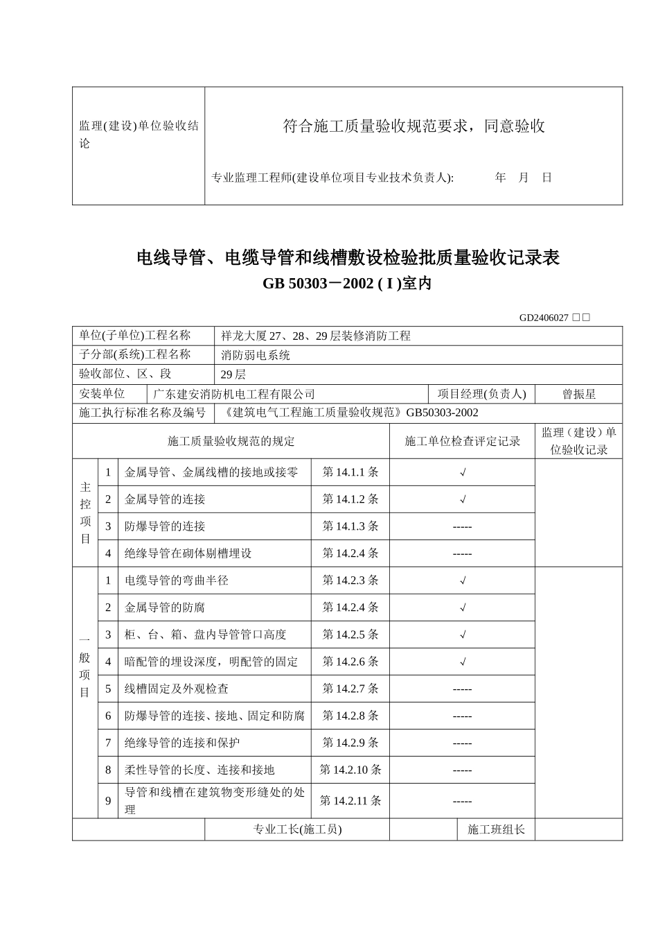电线导管、电缆导管和线槽敷设检验批质量验收记录表01.doc_第3页