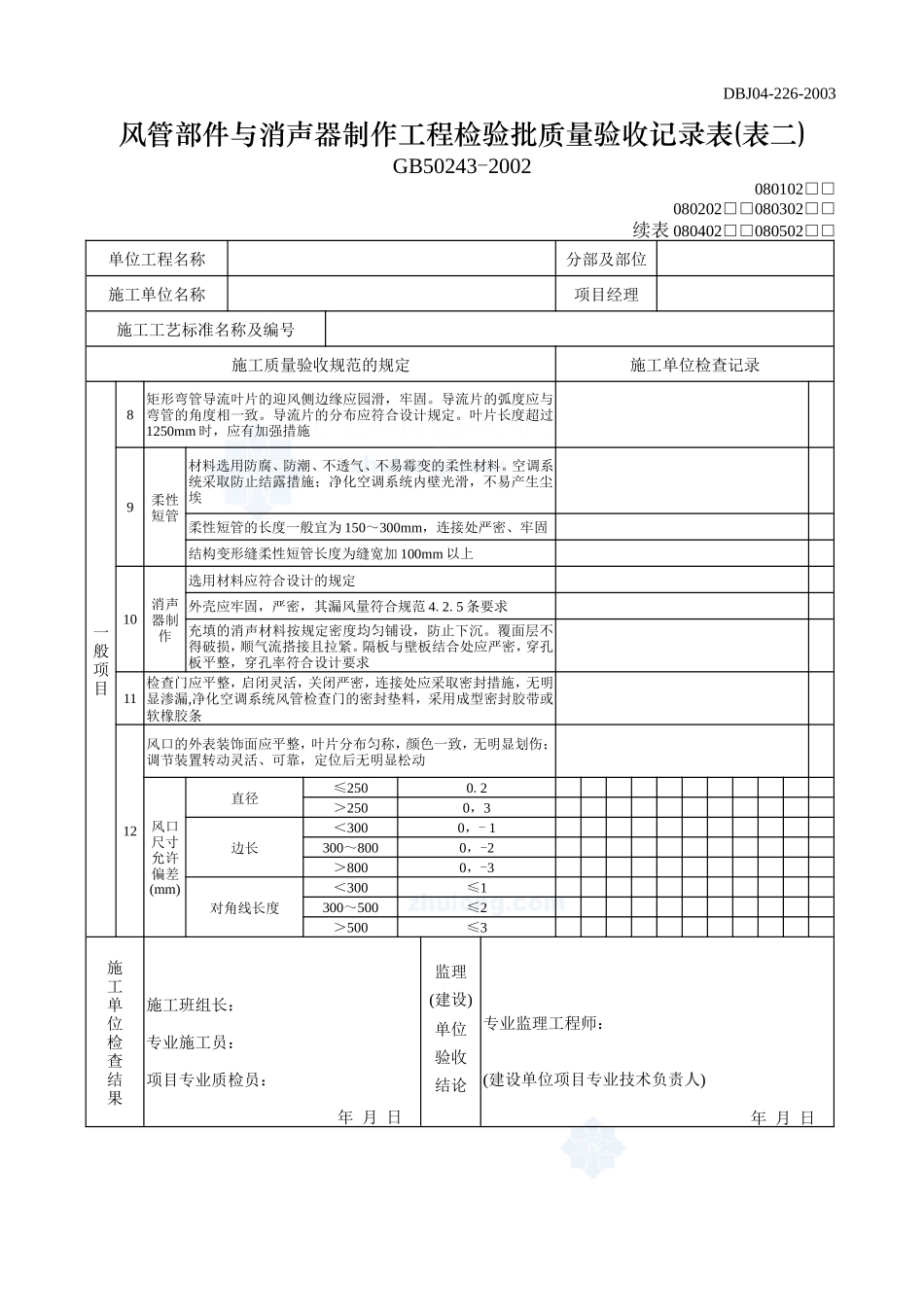 风管部件与消声器制作工程检验批质量验收记录表(表一)_secret.doc_第3页