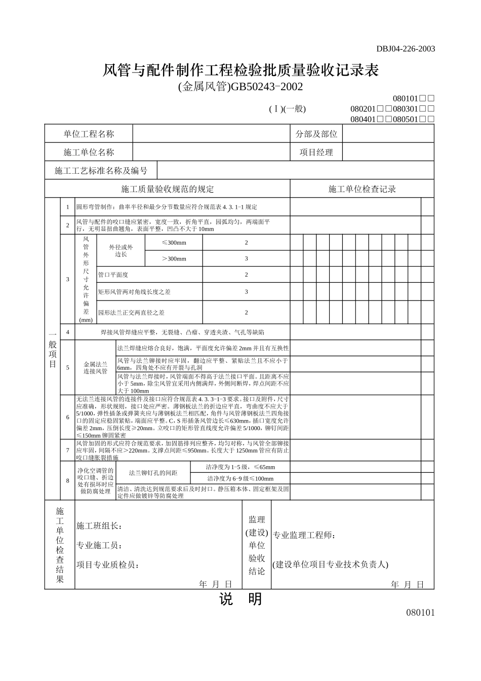 风管与配件制作工程检验批质量验收记录表(金属风管).doc_第3页