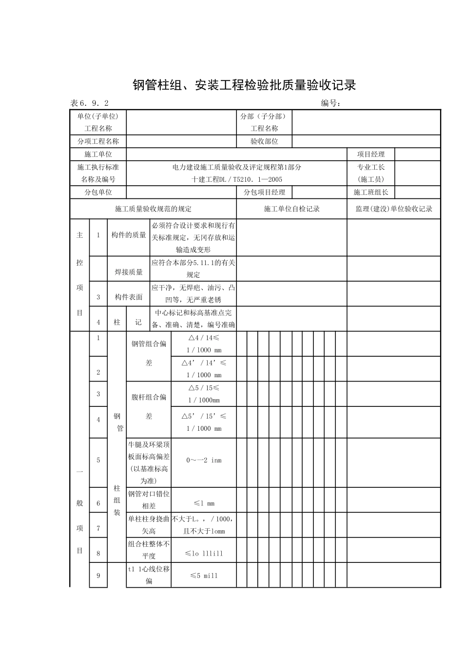 钢管柱制作工程检验批质量验收记录.doc_第2页