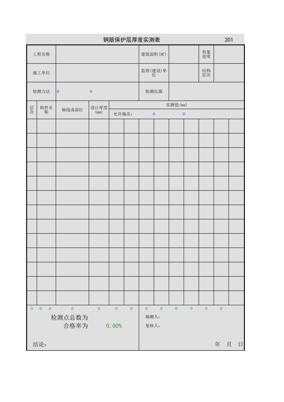 钢筋保护层厚度实测表.xls_第1页