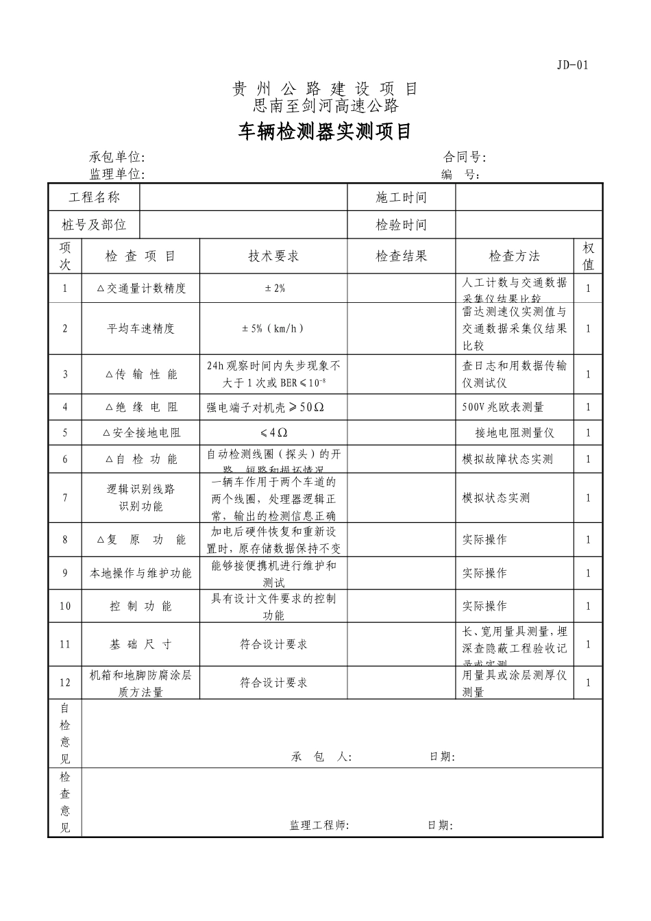 高速公路机电工程资料表格.doc_第1页
