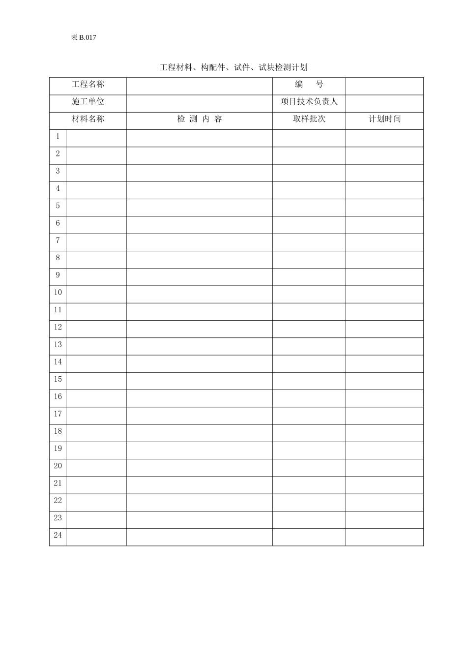 工程材料、构配件、事件、试块检测计划.doc_第1页
