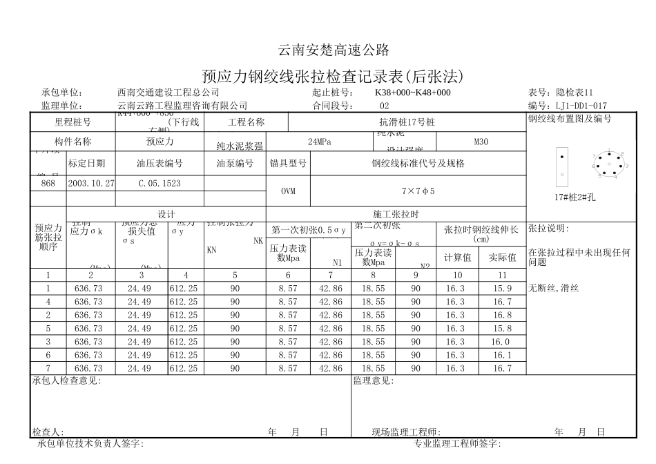 后张法梁板张拉原始记录表.xls_第2页