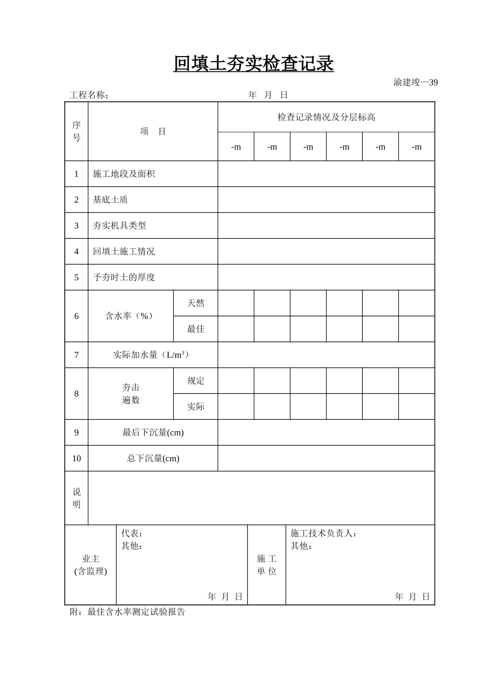 回填土夯实检查记录.doc_第1页
