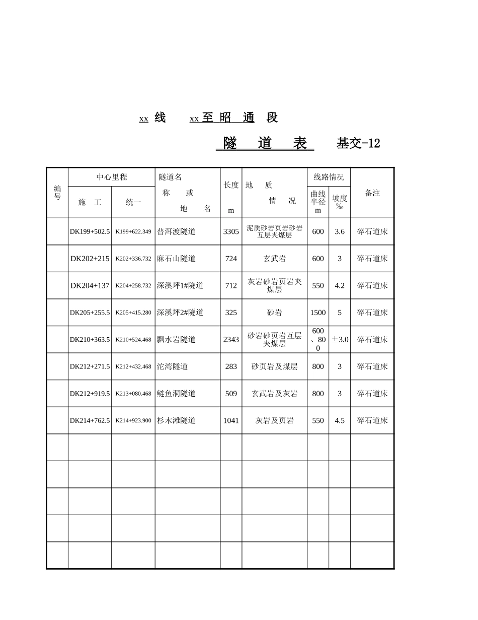 基交-12（隧道表）.xls_第1页