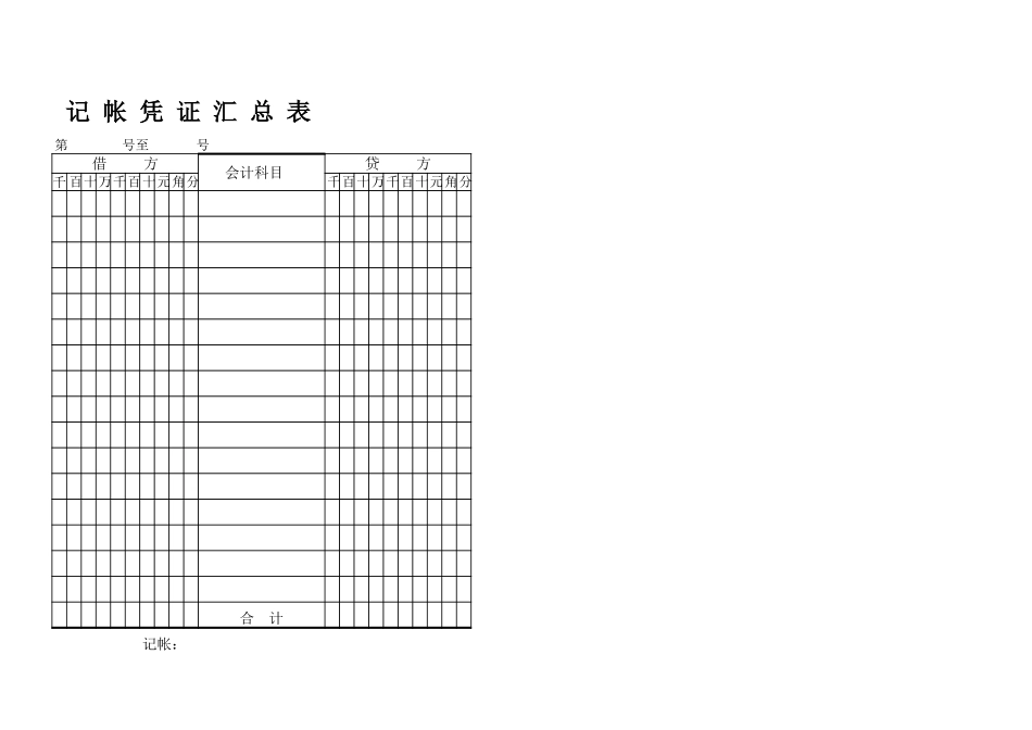 记 帐 凭 证 汇 总 表.xls_第1页