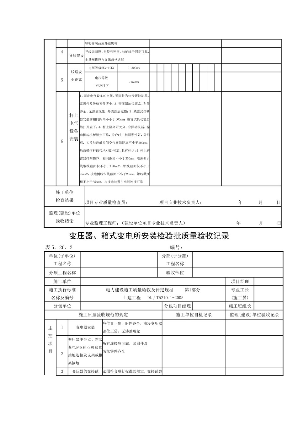 架空线路及杆上电气设备安装检验批质量验收记录.doc_第2页