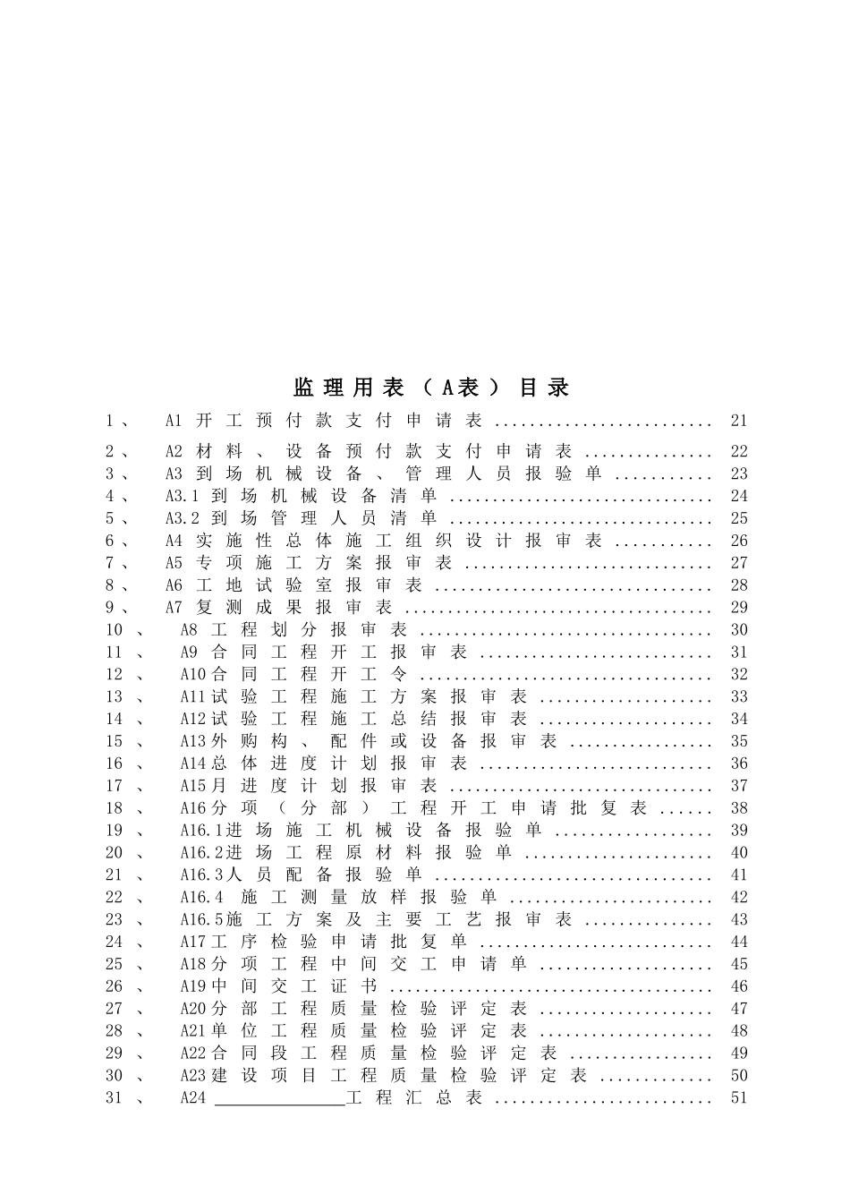 监理用表（A表）目录、说明.doc_第2页