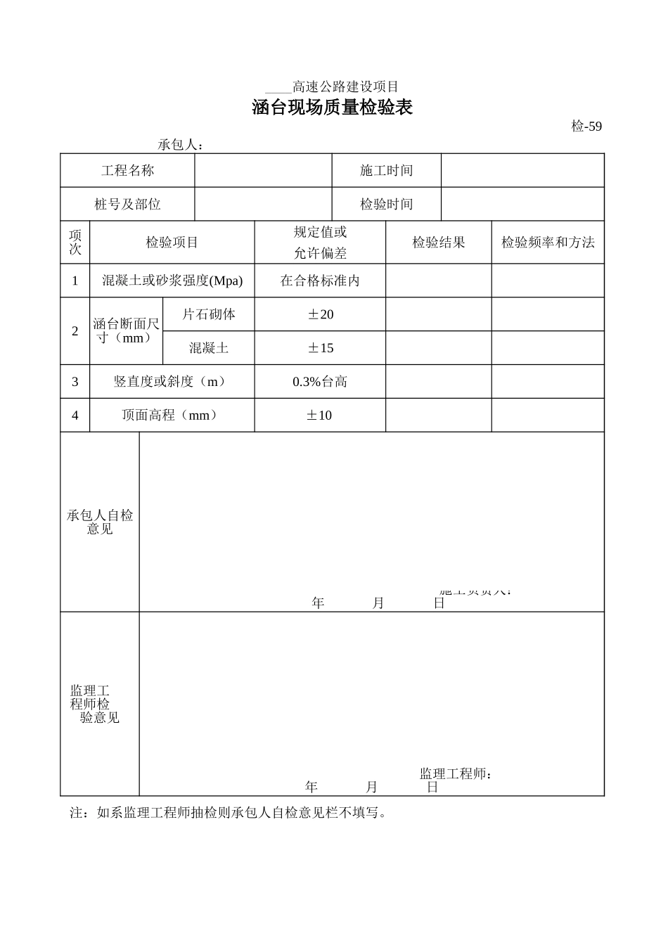 检-59涵台现场质量检验表.xls_第1页