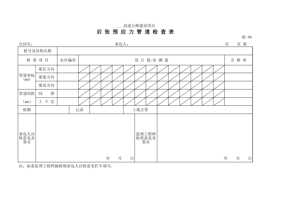 检-86后张预应力管道检查表.xls_第1页